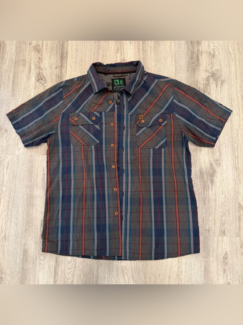 Tree‎ Brand Supply Nomad Division Plaid Short Sleeve Button Up Shirt Size Large